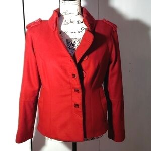 KENSOL- Womens Red Wool/Silk Blend Edgy Chic Jacket Coat New! Sz.Medium